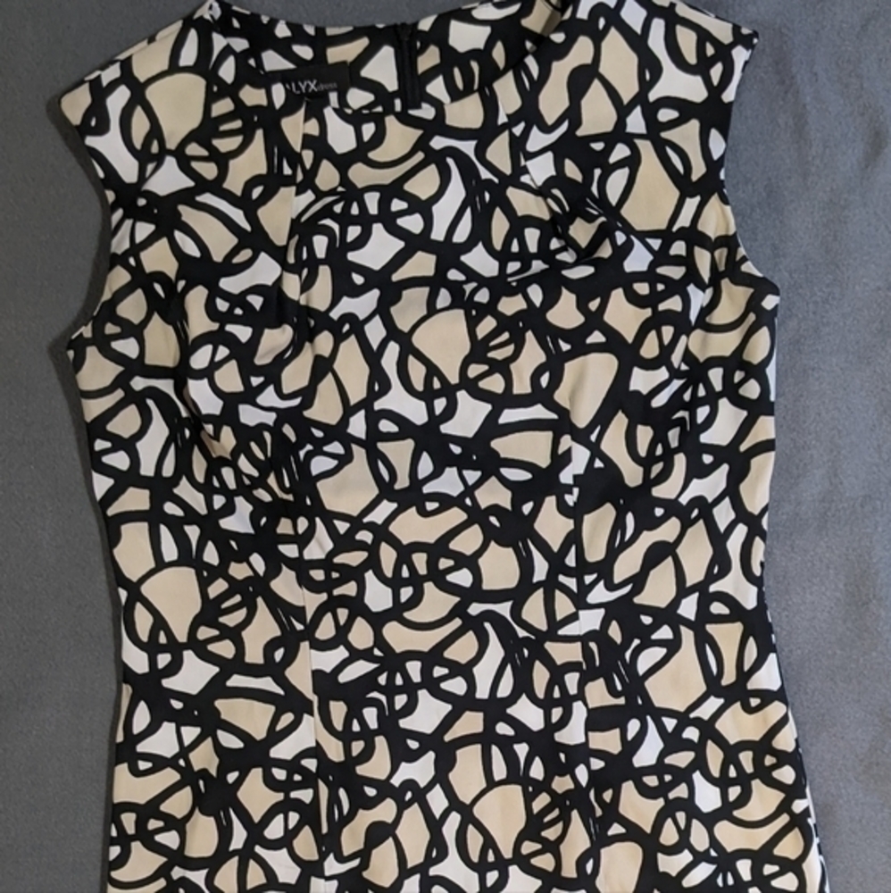 ALYX‎ sleeveless dress Sz 6 fit and flare black tan abstract